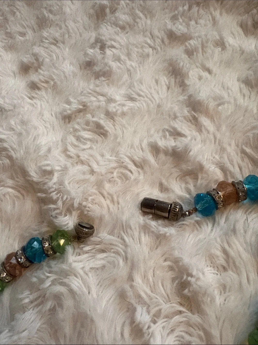 Multicolor Crystal Beaded Necklace - Blue, Green & Amber-pink